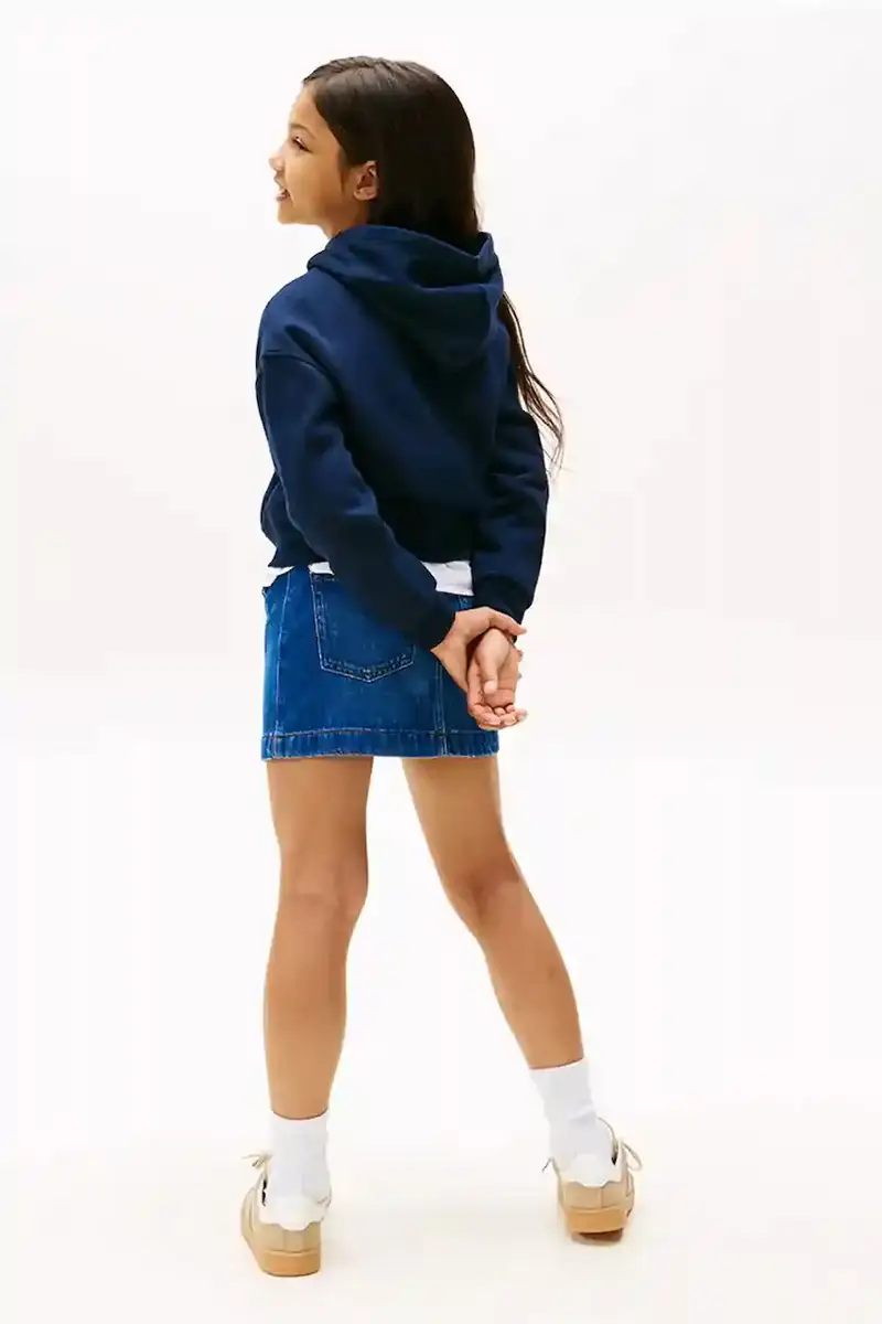 felpa per bambini colore blu navy con cappuccio con applicazione KG0KG09016 miniatura 5