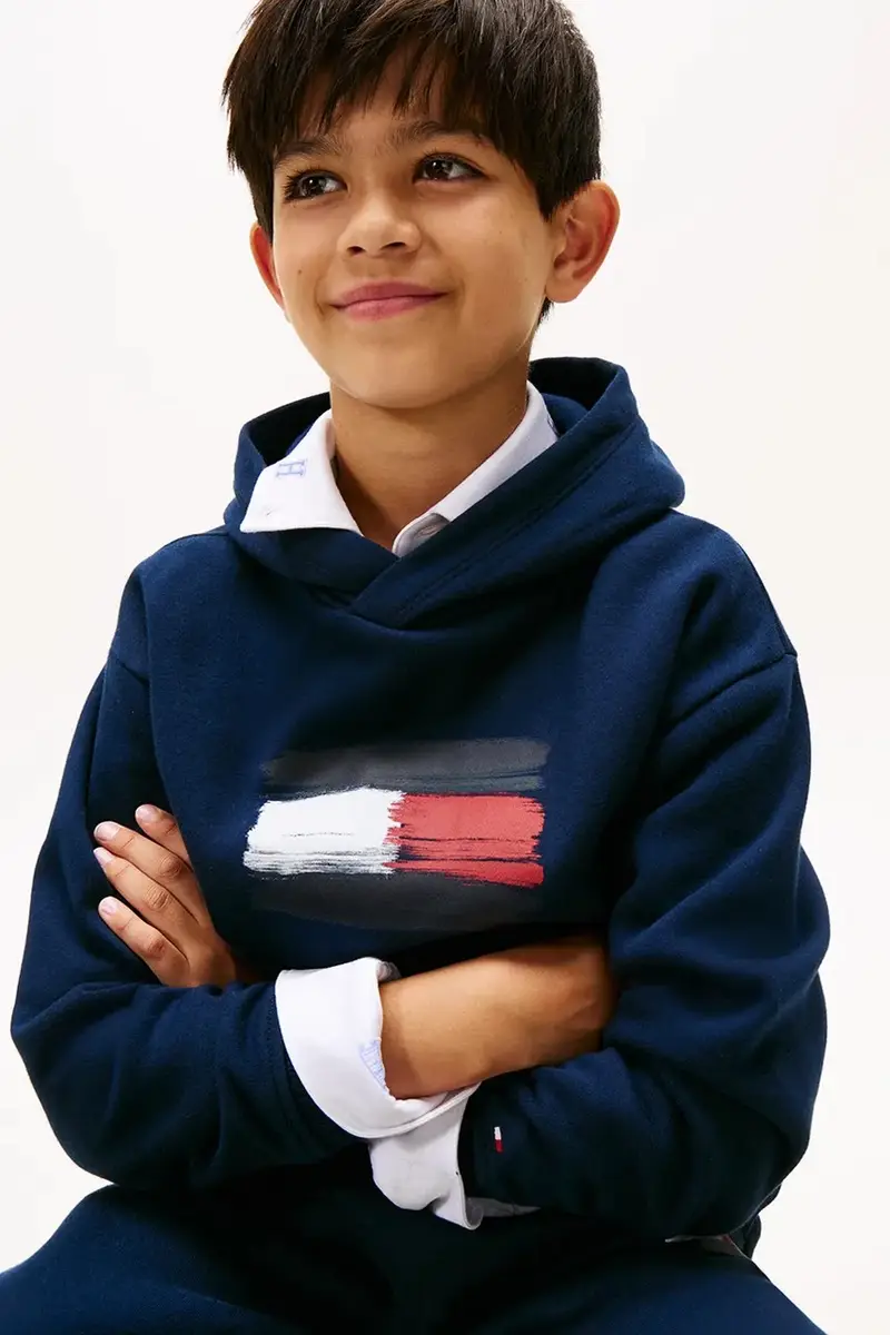 felpa per bambini colore blu navy con cappuccio KB0KB10112 miniatura 3