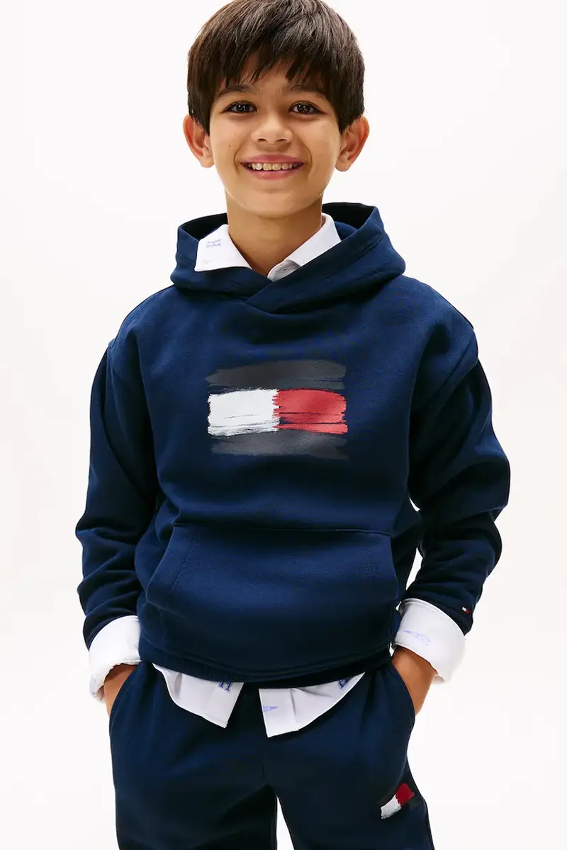 felpa per bambini colore blu navy con cappuccio KB0KB10112
