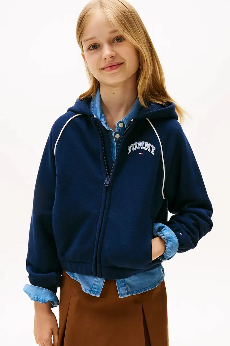 felpa per bambini colore blu navy con cappuccio KG0KG08783