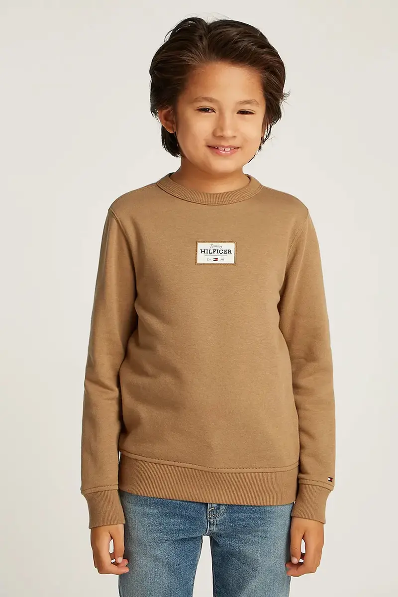 felpa per bambini colore marrone con applicazione KB0KB09315