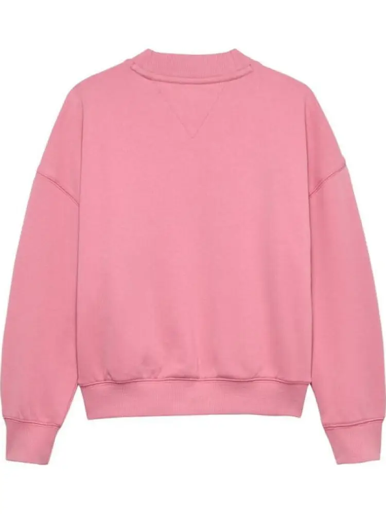 felpa rosa bambina in cotone girocollo logo sul davanti miniatura 2