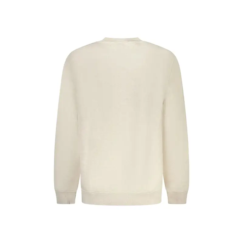 Felpa Uomo Beige Girocollo Felpata Ricamo Logo miniatura 2