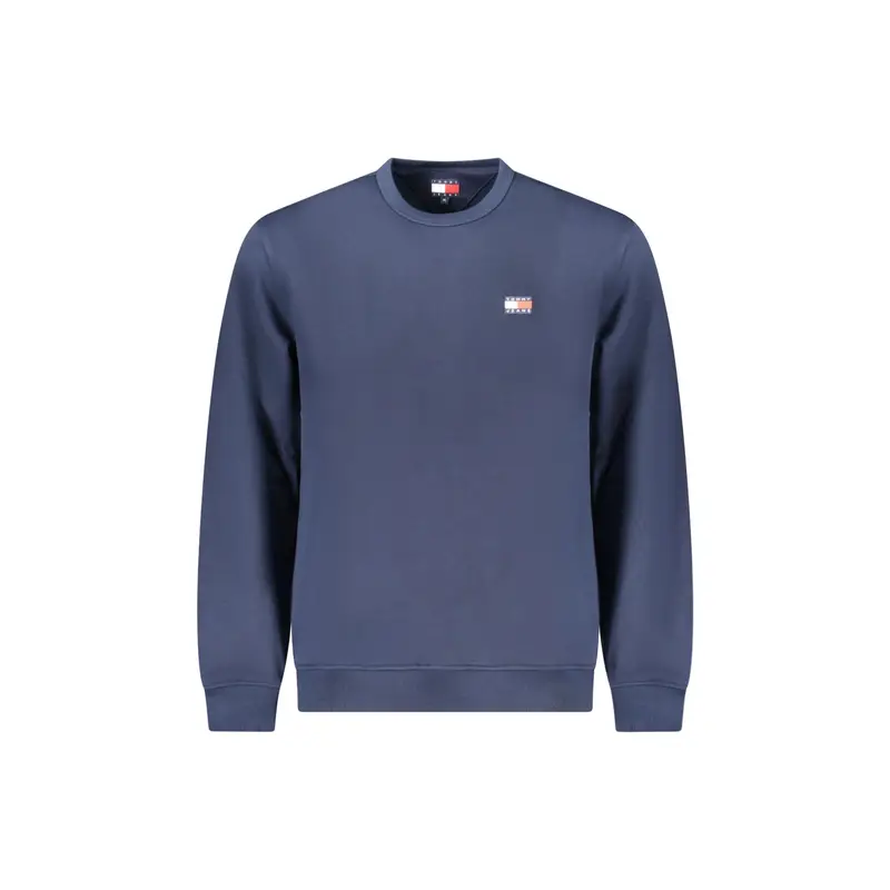 Felpa Uomo Blu Girocollo Garzata Applicazione Logo