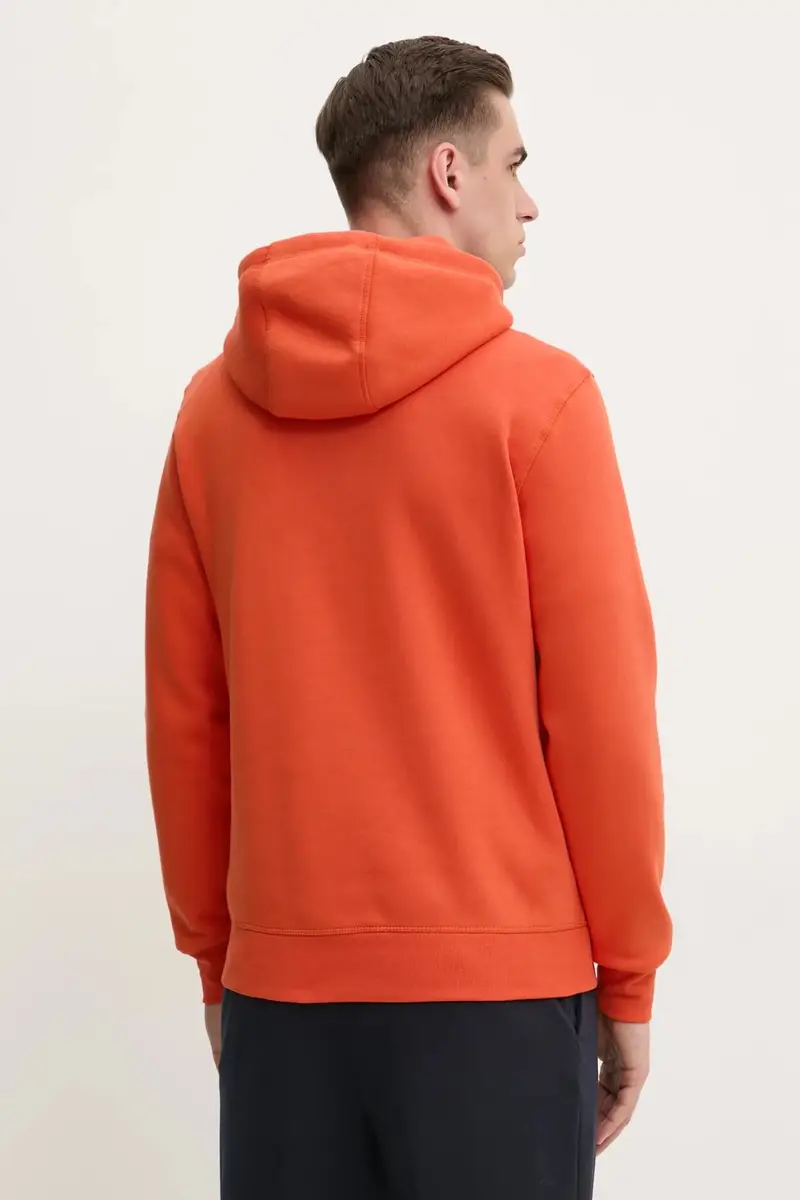 felpa uomo colore arancione con cappuccio con applicazione miniatura 3