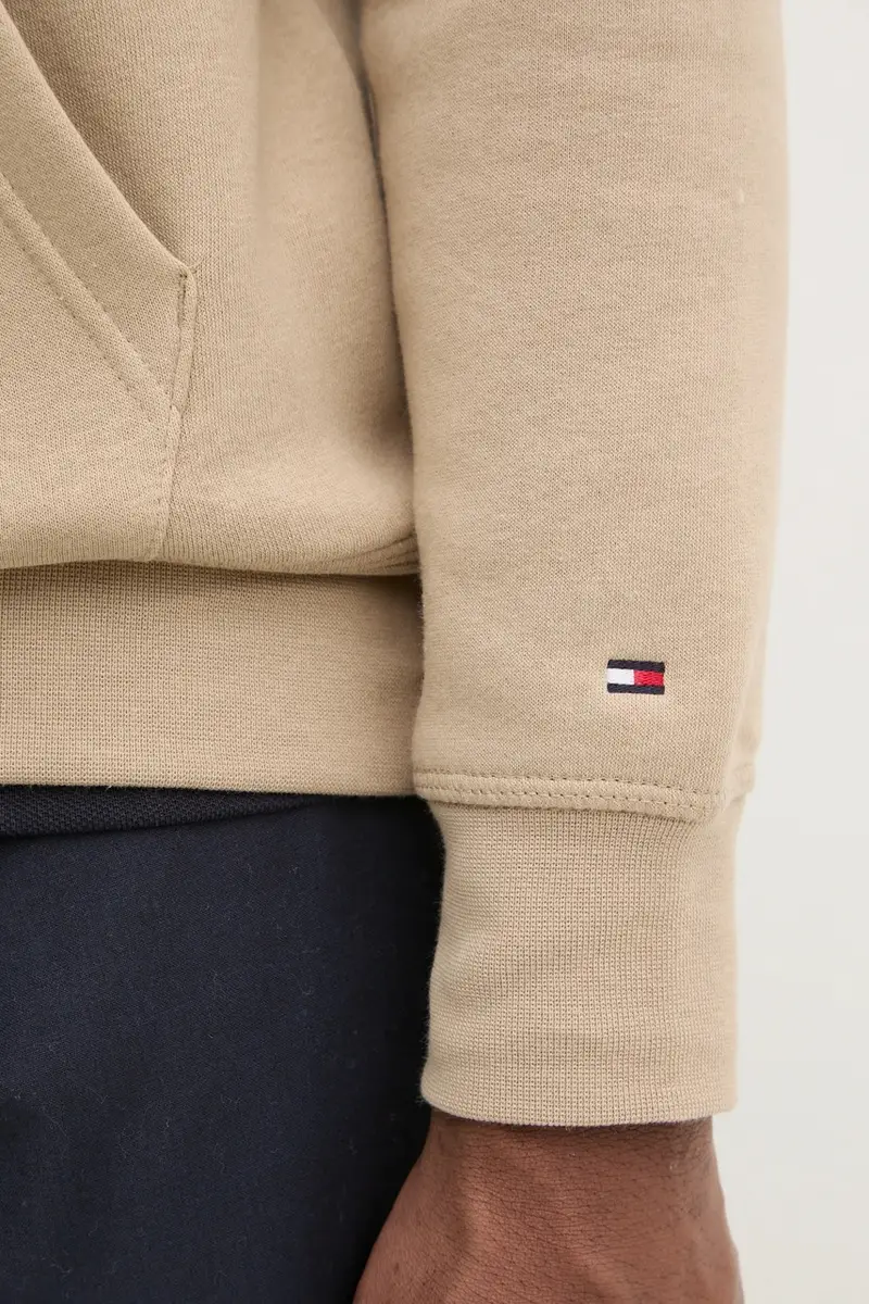 felpa uomo colore beige con cappuccio con applicazione miniatura 5