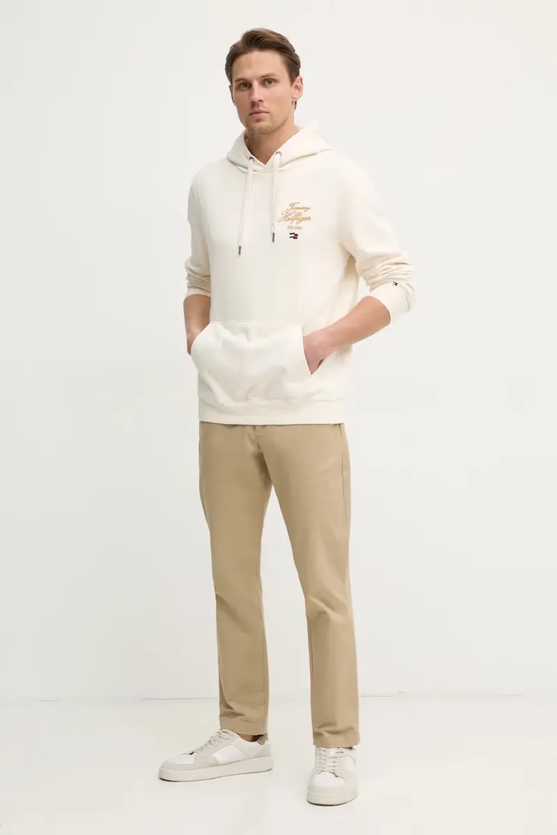 felpa uomo colore beige con cappuccio con applicazione MW0MW37475 miniatura 2