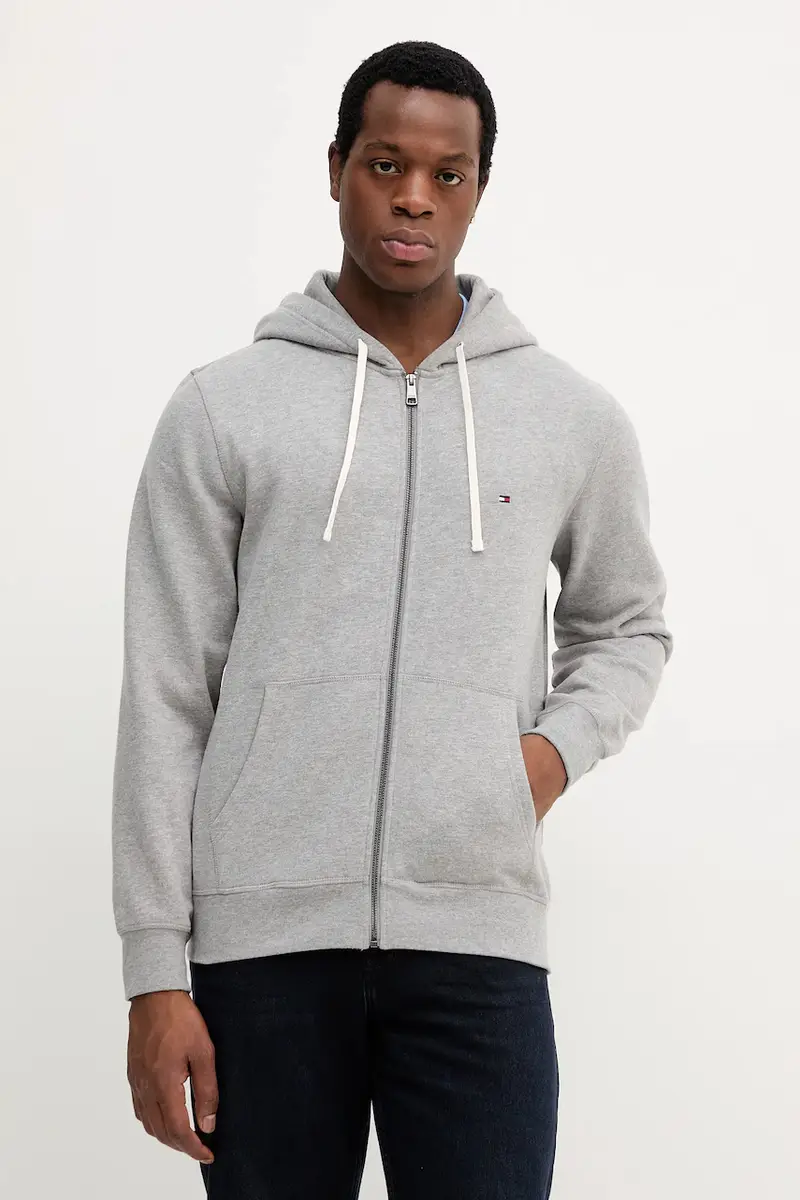 felpa uomo colore beige con cappuccio MW0MW37234 Grigio