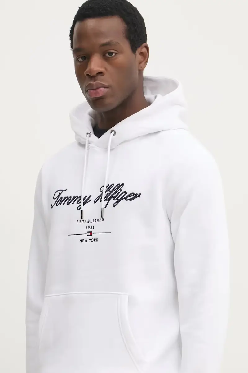 felpa uomo colore bianco con cappuccio con applicazione MW0MW33631 miniatura 4