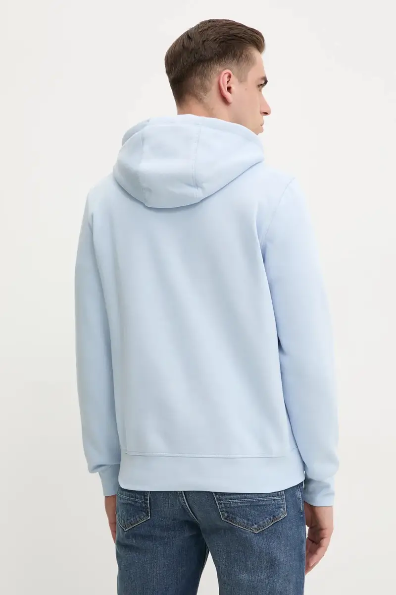 felpa uomo colore blu con cappuccio con applicazione miniatura 3