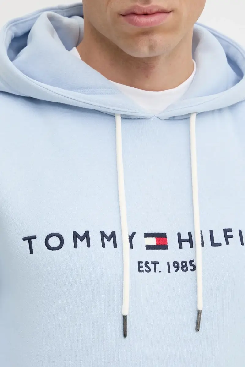 felpa uomo colore blu con cappuccio con applicazione miniatura 5