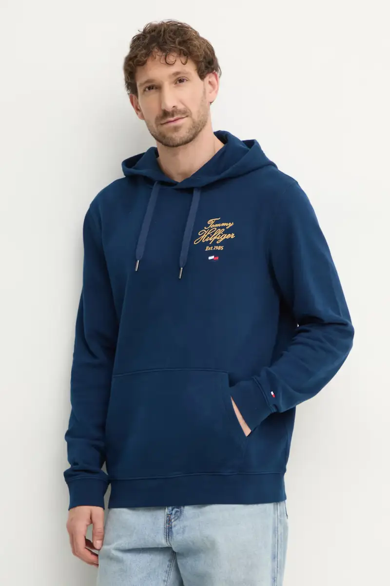 felpa uomo colore blu navy con cappuccio con applicazione MW0MW37475