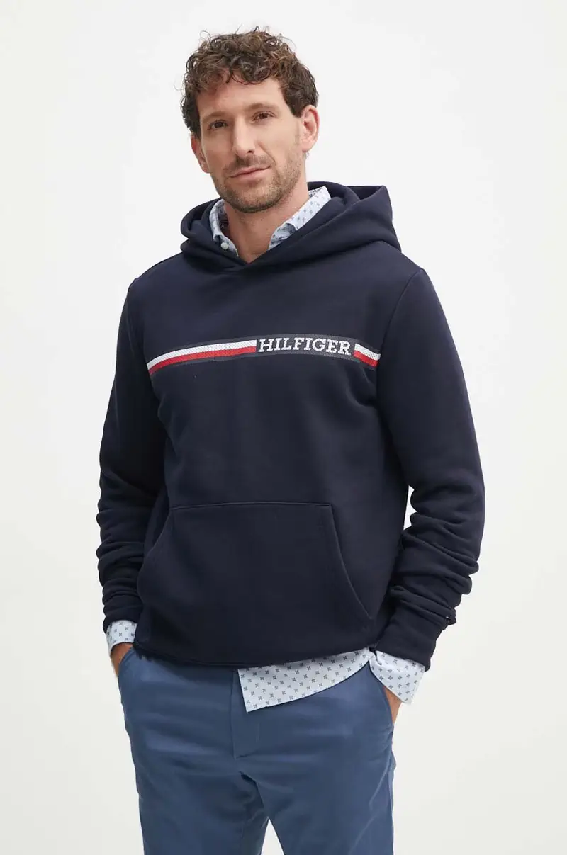 felpa uomo colore blu navy con cappuccio MW0MW36737 miniatura 4