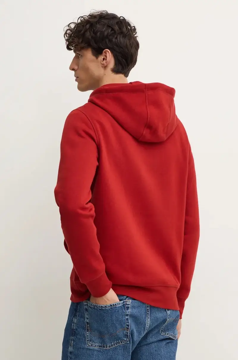 felpa uomo colore granata con cappuccio con applicazione miniatura 3