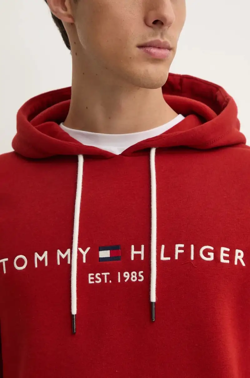 felpa uomo colore granata con cappuccio con applicazione miniatura 5