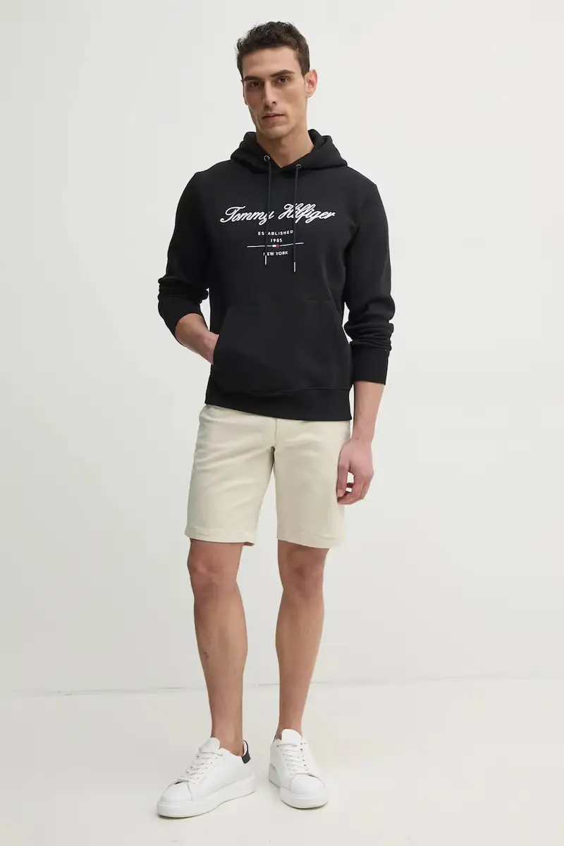 felpa uomo colore nero con cappuccio con applicazione MW0MW33631 miniatura 2