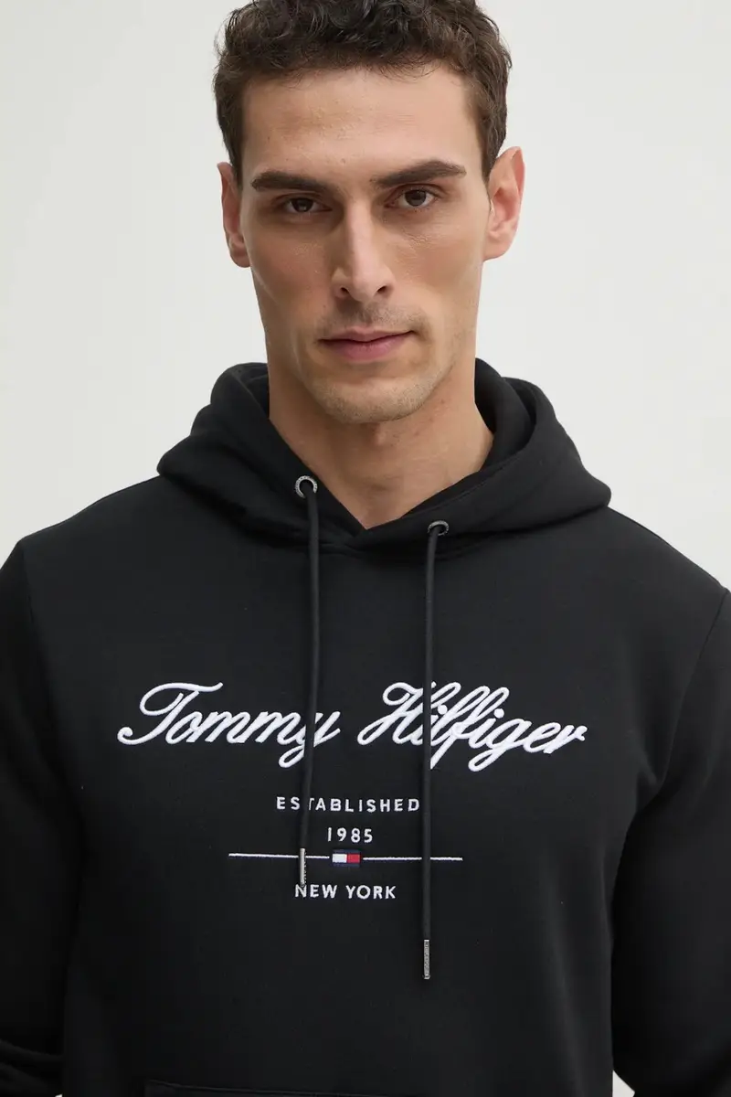 felpa uomo colore nero con cappuccio con applicazione MW0MW33631 miniatura 4