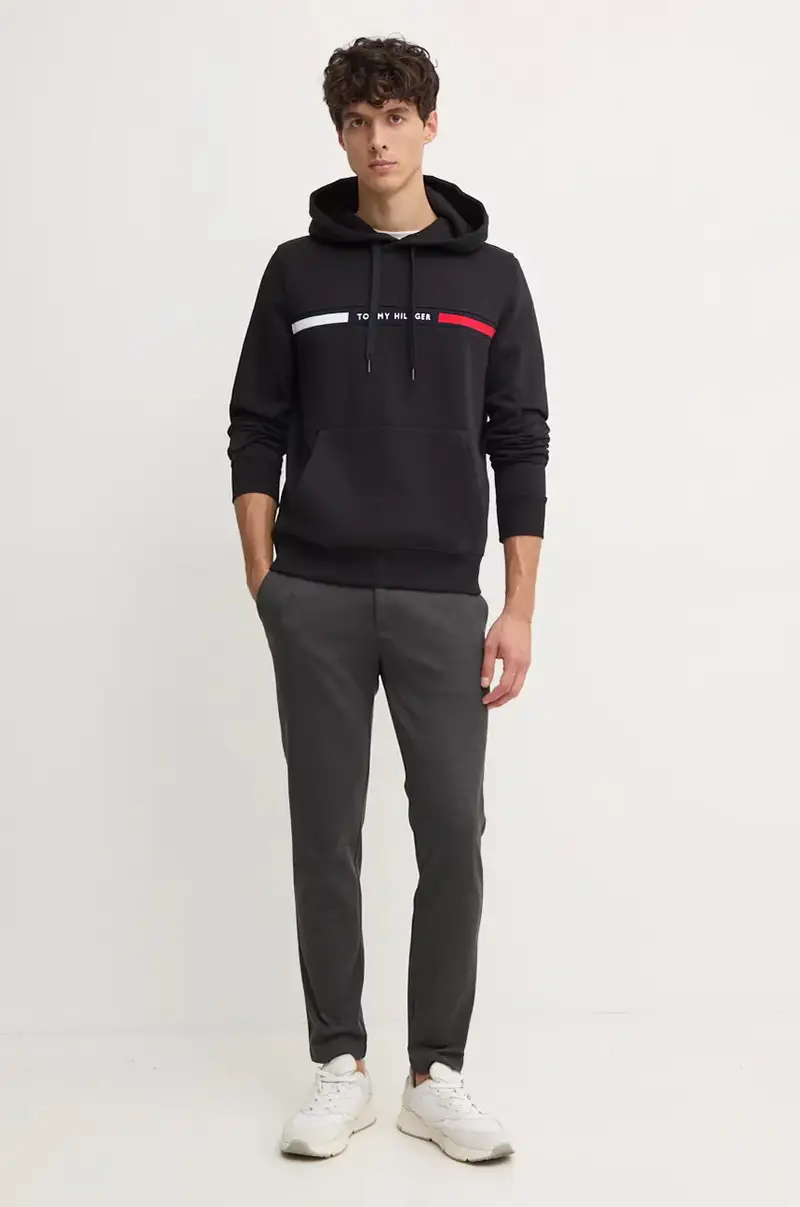 felpa uomo colore nero con cappuccio con applicazione MW0MW37361 miniatura 2