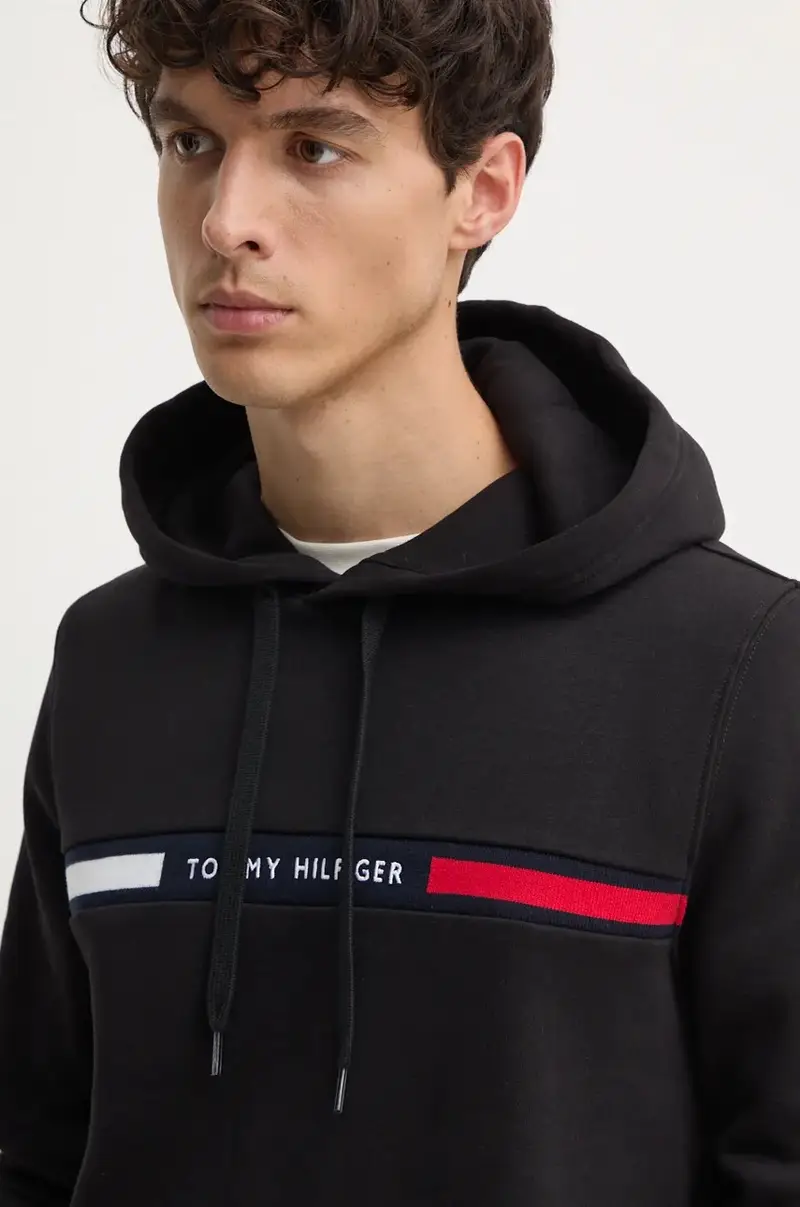 felpa uomo colore nero con cappuccio con applicazione MW0MW37361 miniatura 4