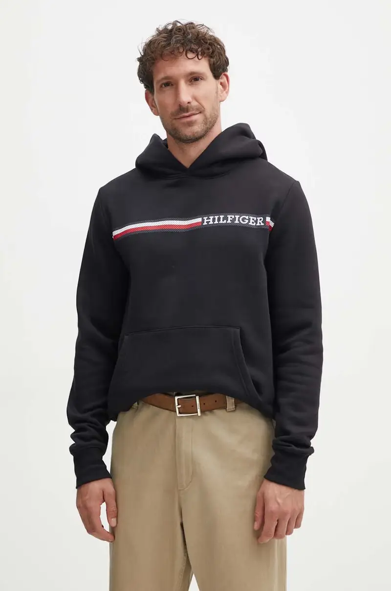 felpa uomo colore nero con cappuccio MW0MW36737