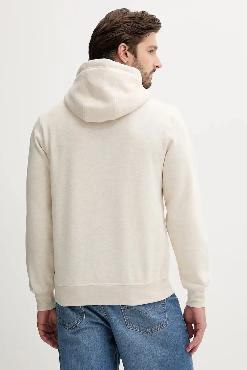 felpa uomo colore turchese con cappuccio con applicazione MW0MW11599 Beige miniatura 2