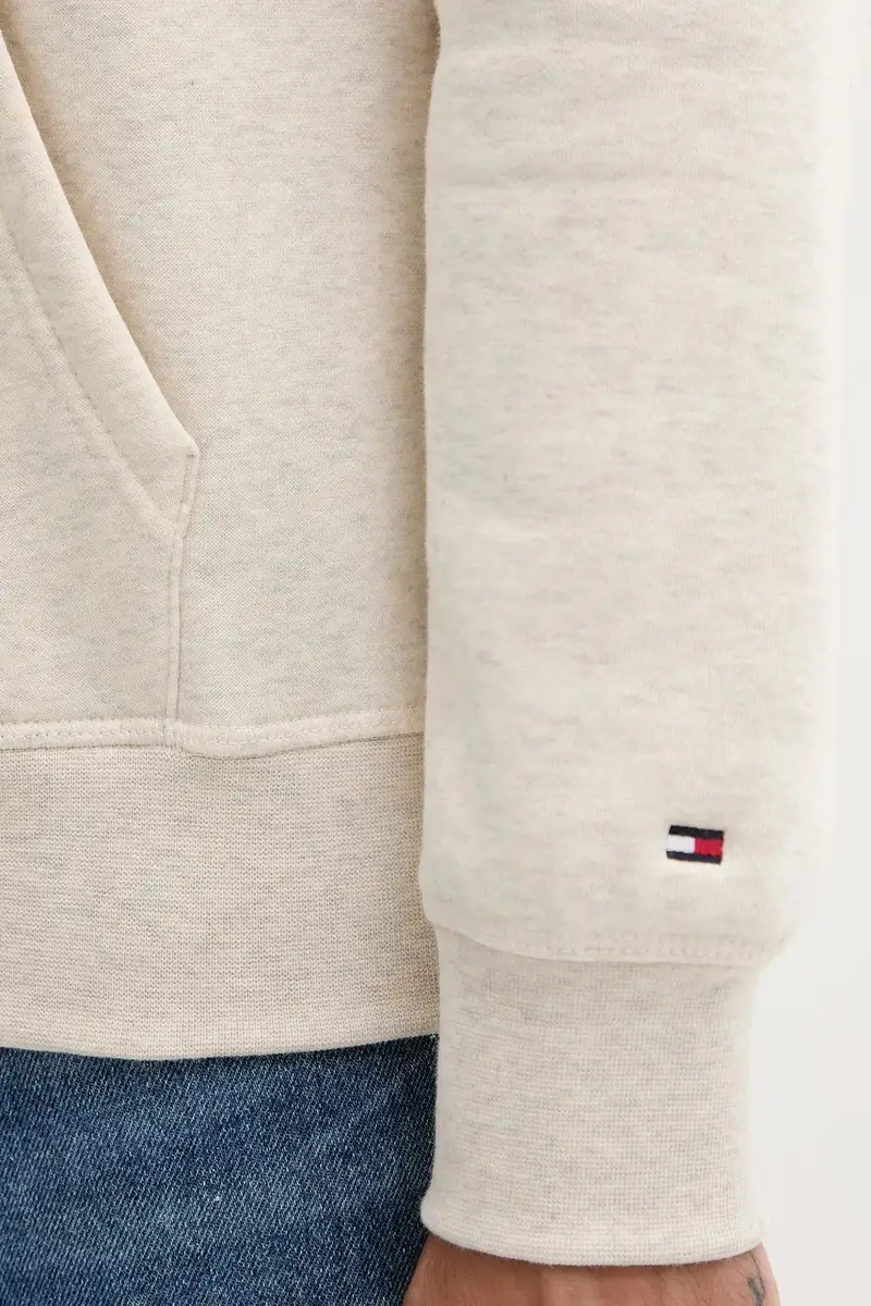 felpa uomo colore turchese con cappuccio con applicazione MW0MW11599 Beige miniatura 4