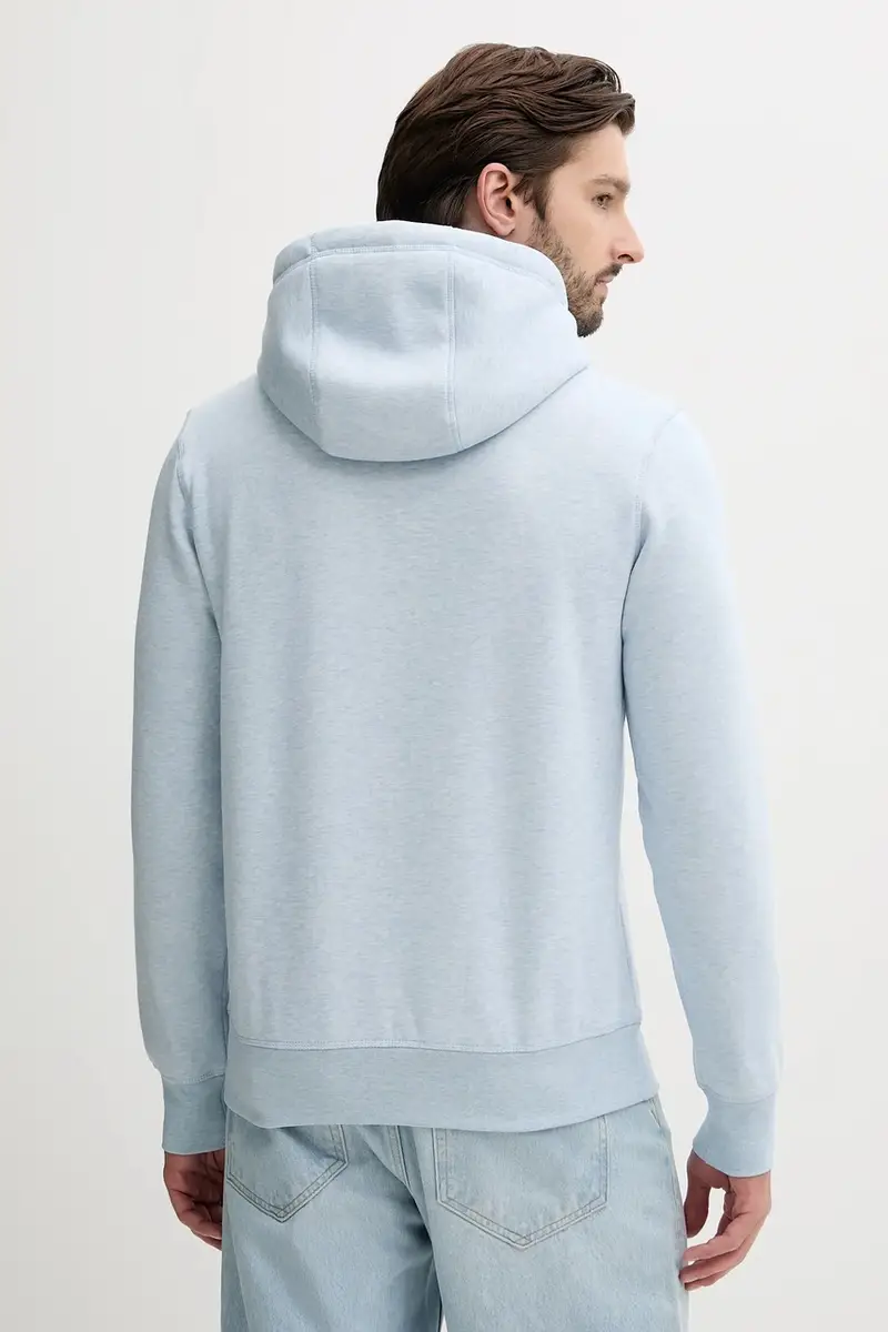 felpa uomo colore turchese con cappuccio con applicazione MW0MW11599 Blu miniatura 2