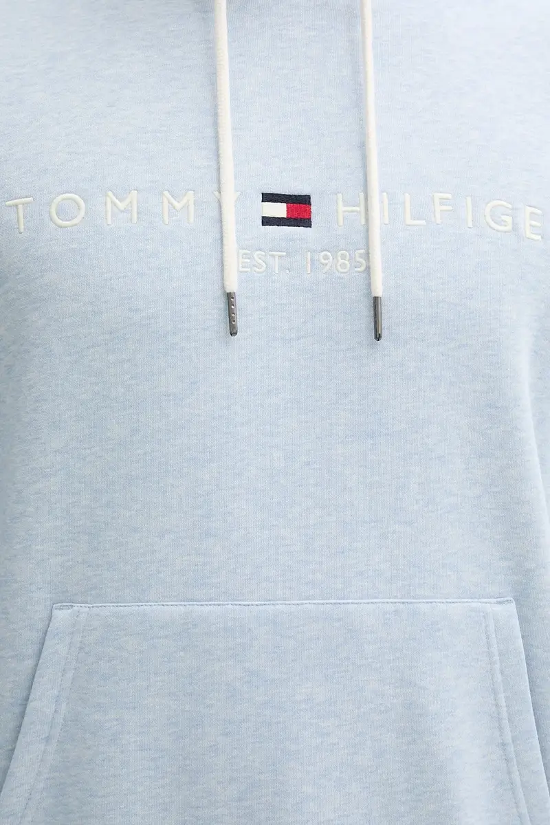 felpa uomo colore turchese con cappuccio con applicazione MW0MW11599 Blu miniatura 4