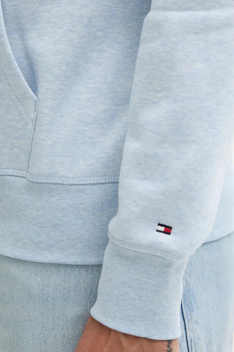 felpa uomo colore turchese con cappuccio con applicazione MW0MW11599 Blu miniatura 5