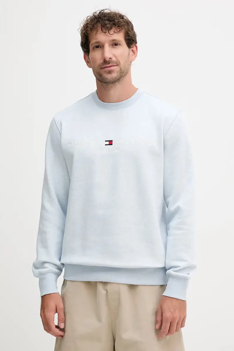 felpa uomo colore verde con applicazione Blu