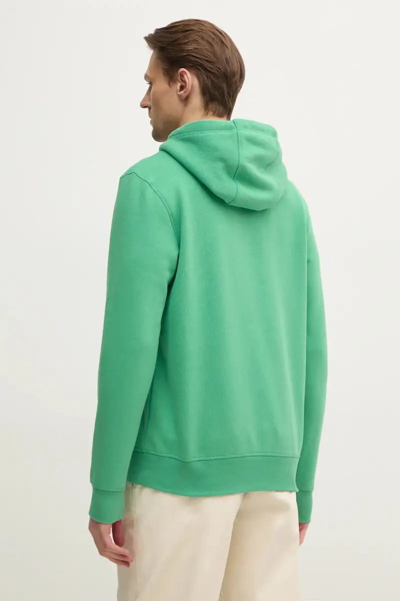 felpa uomo colore verde con cappuccio con applicazione miniatura 3