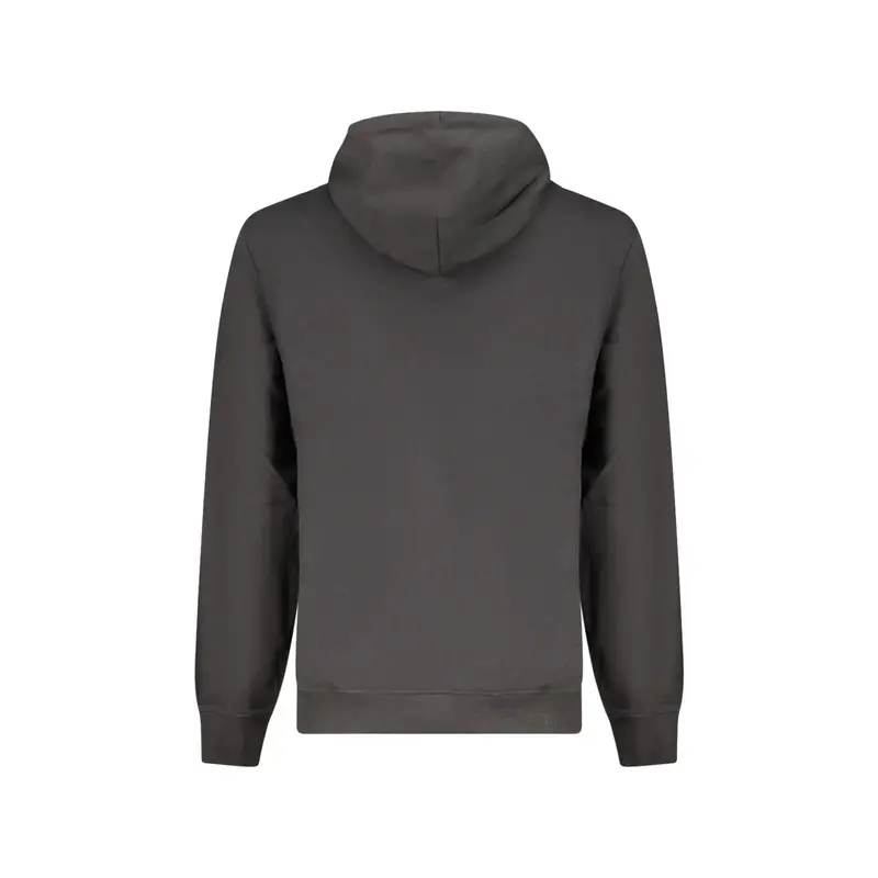 Felpa Uomo Nera con Cappuccio Garzata Logo Nero miniatura 2