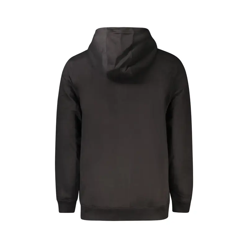Felpa Uomo Nera con Zip Cappuccio Logo Nero miniatura 2
