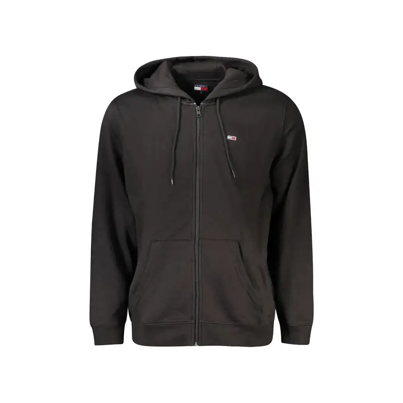 Felpa Uomo Nera con Zip Cappuccio Logo Nero