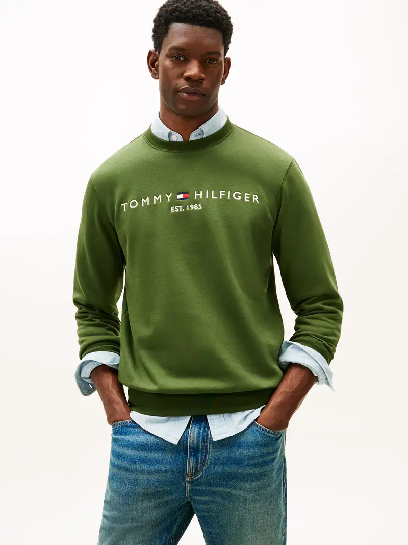 Felpa verde / bianco miniatura 2