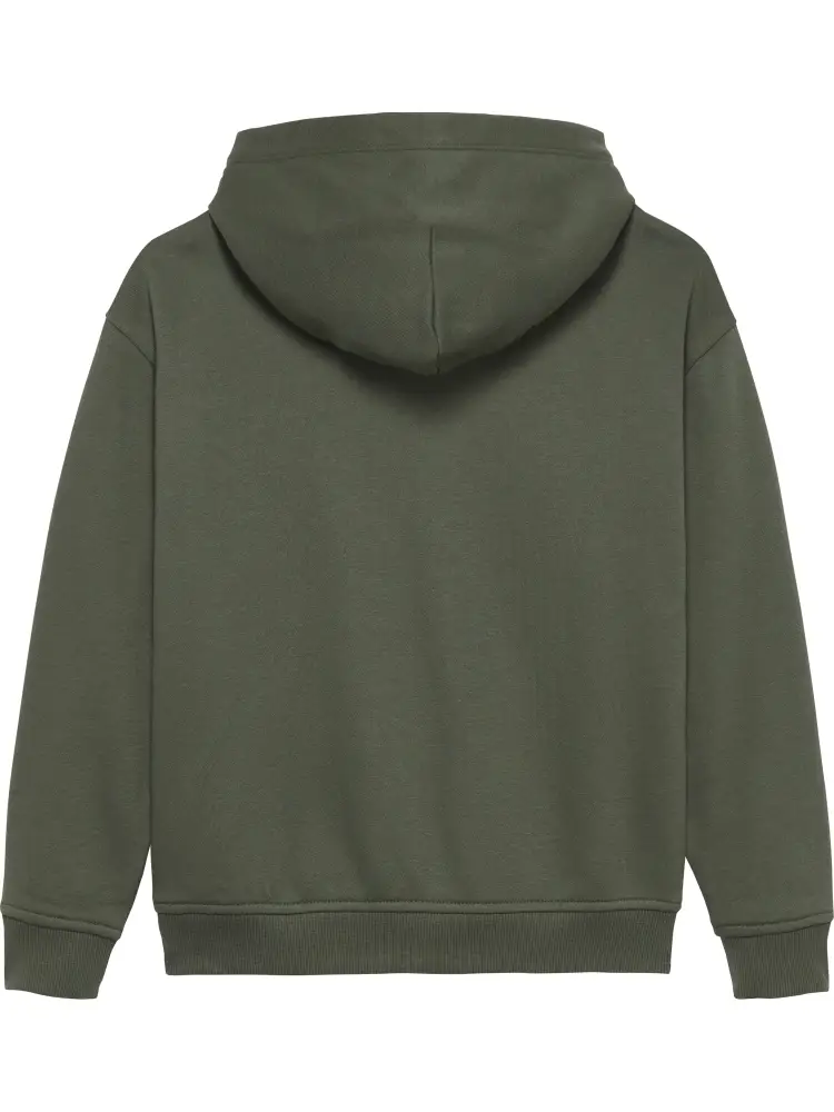 felpa verde militare bambino con cappuccio logo sul davanti miniatura 2