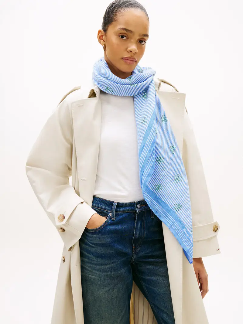 Foulard blu reale / lime / bianco miniatura 2