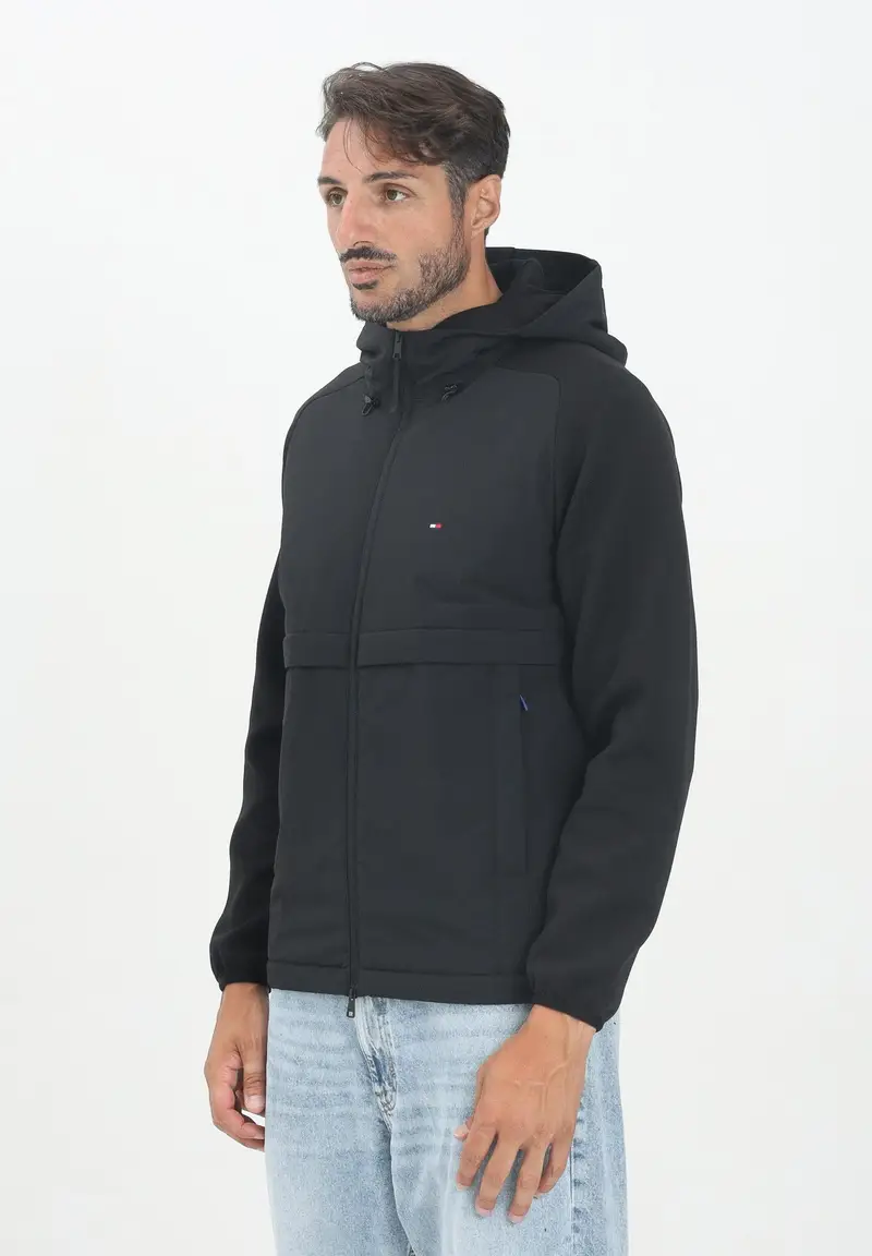 TOMMY HILFIGER Giacca a vento nera da uomo con logo