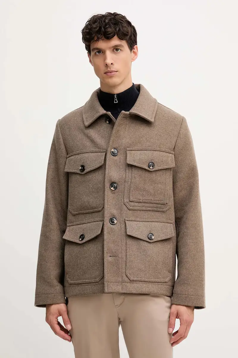 giacca camicia con lana colore marrone MW0MW40624 miniatura 4