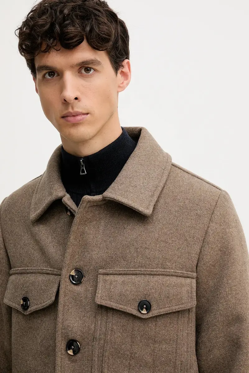 giacca camicia con lana colore marrone MW0MW40624 miniatura 5