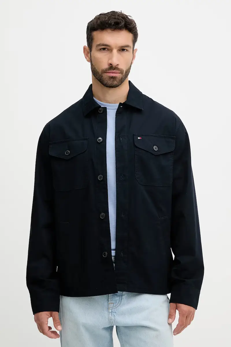 giacca-camicia di cotone colore blu navy MW0MW39634