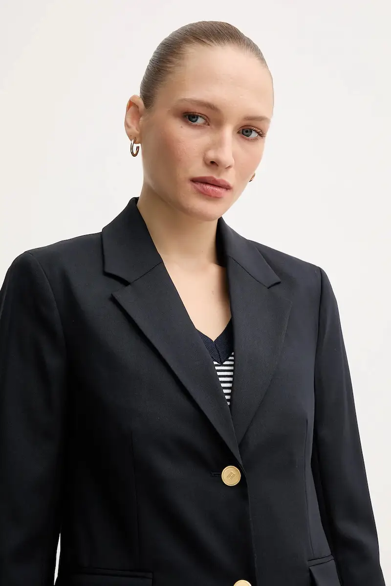 giacca con lana colore blu navy WW0WW46662 miniatura 4