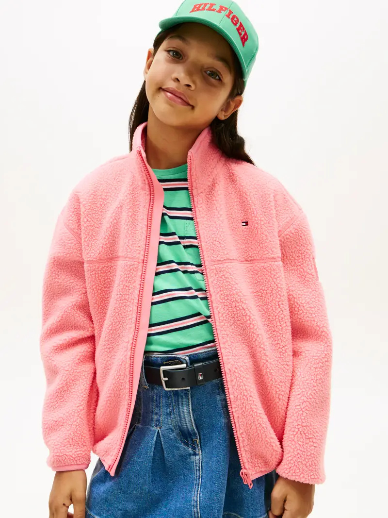 Giacca di pile rosa chiaro miniatura 3