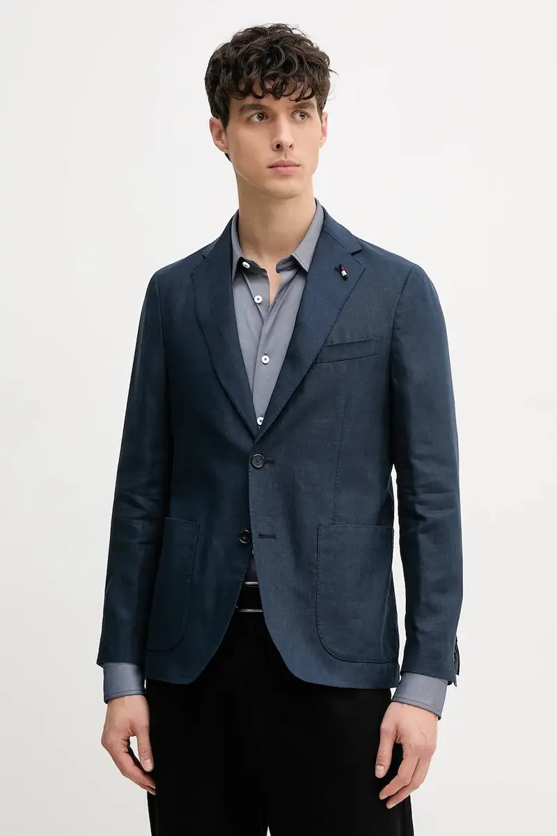 giacca in lino uomo colore blu navy SQTHL5966.SQTH500