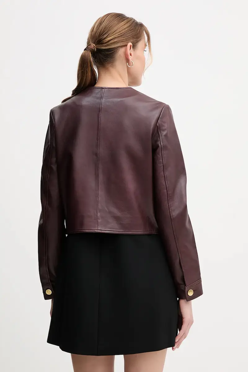 giacca in pelle colore granata WW0WW46861 miniatura 3