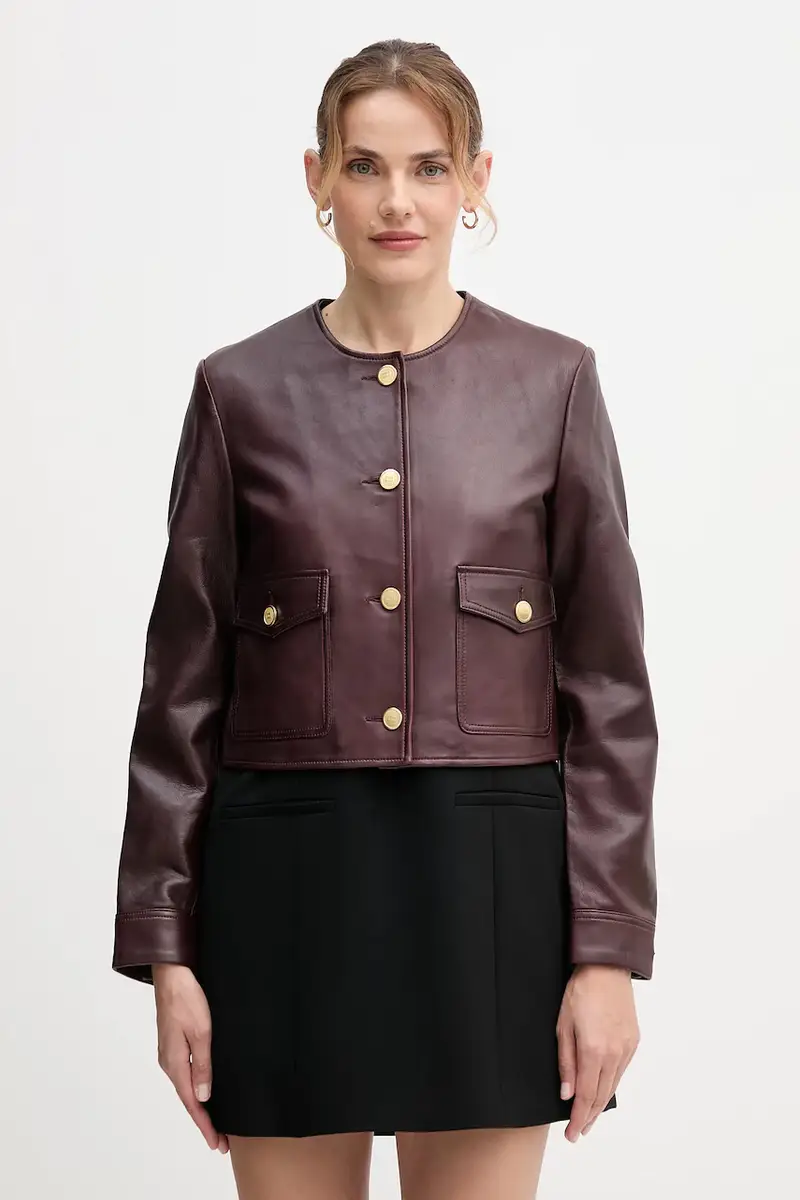 giacca in pelle colore granata WW0WW46861