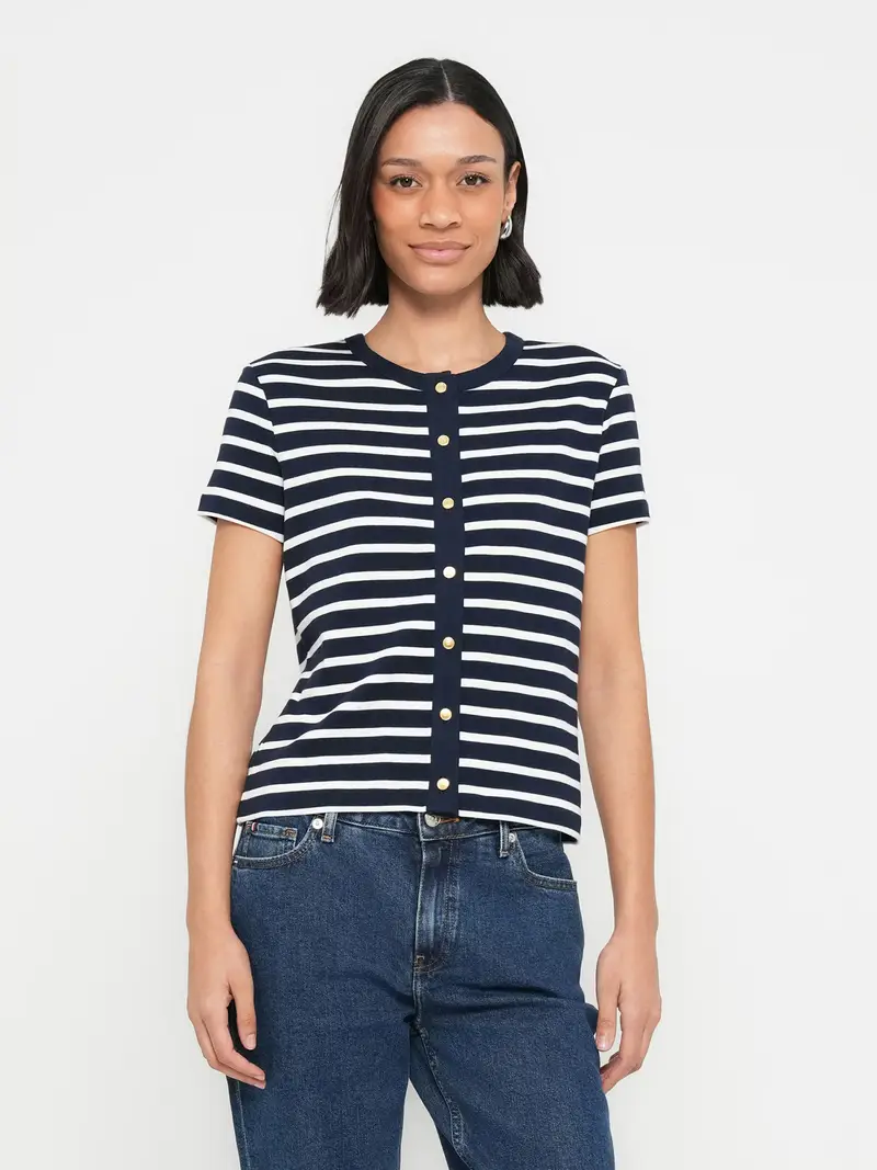Tommy Hilfiger Giacchetta Donna Navy e Bianco miniatura 2