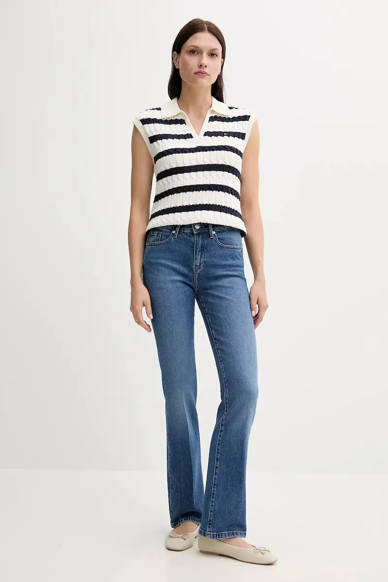 gilè in cotone donna colore beige WW0WW45655 miniatura 2