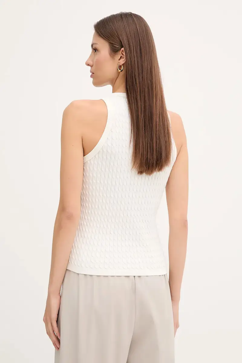 gilè in cotone donna colore bianco WW0WW45706 Beige miniatura 3