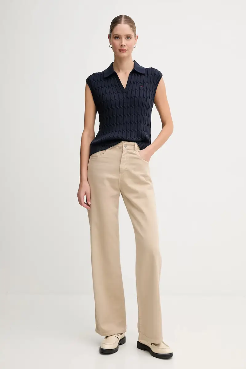 gilè in cotone donna colore blu navy WW0WW45655 miniatura 2